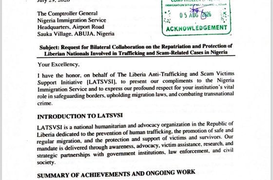 FOR IMMEDIATE RELEASELATSVSI Acknowledges Receipt of Communication by the Nigeria Immigration Service and Commends Key Partner